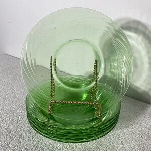 PYREX Spring Green Festiva Swirl Shallow Bowls x6 Cottagecore Grandma Nostalgia